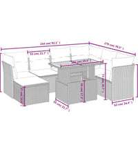 8-tlg. Garten-Sofagarnitur mit Kissen Grau Poly Rattan