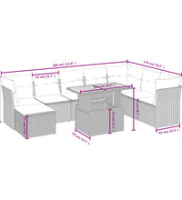 9-tlg. Garten-Sofagarnitur mit Kissen Beige Poly Rattan