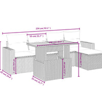 6-tlg. Garten-Sofagarnitur mit Kissen Grau Poly Rattan