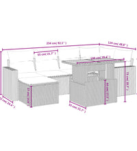 7-tlg. Garten-Sofagarnitur mit Kissen Grau Poly Rattan