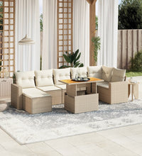 8-tlg. Garten-Sofagarnitur mit Kissen Beige Poly Rattan