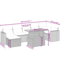 8-tlg. Garten-Sofagarnitur mit Kissen Grau Poly Rattan