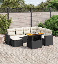 8-tlg. Garten-Sofagarnitur mit Kissen Schwarz Poly Rattan