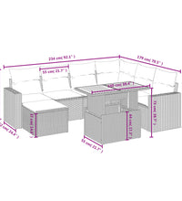 8-tlg. Garten-Sofagarnitur mit Kissen Grau Poly Rattan