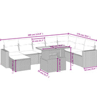 9-tlg. Garten-Sofagarnitur mit Kissen Schwarz Poly Rattan