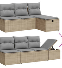 9-tlg. Garten-Sofagarnitur mit Kissen Beige Poly Rattan