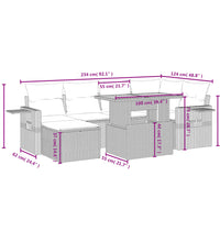 7-tlg. Garten-Sofagarnitur mit Kissen Schwarz Poly Rattan