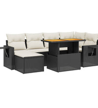 7-tlg. Garten-Sofagarnitur mit Kissen Schwarz Poly Rattan