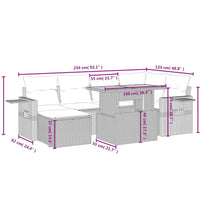7-tlg. Garten-Sofagarnitur mit Kissen Grau Poly Rattan