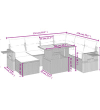 8-tlg. Garten-Sofagarnitur mit Kissen Grau Poly Rattan