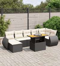 8-tlg. Garten-Sofagarnitur mit Kissen Schwarz Poly Rattan