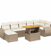 8-tlg. Garten-Sofagarnitur mit Kissen Beige Poly Rattan