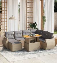 8-tlg. Garten-Sofagarnitur mit Kissen Beige Poly Rattan