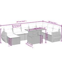 9-tlg. Garten-Sofagarnitur mit Kissen Schwarz Poly Rattan