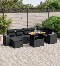8-tlg. Garten-Sofagarnitur mit Kissen Schwarz Poly Rattan