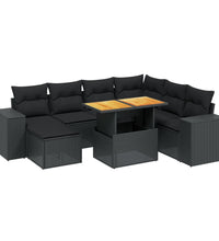 8-tlg. Garten-Sofagarnitur mit Kissen Schwarz Poly Rattan
