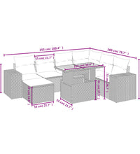 8-tlg. Garten-Sofagarnitur mit Kissen Schwarz Poly Rattan