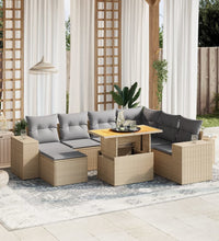 8-tlg. Garten-Sofagarnitur mit Kissen Beige Poly Rattan