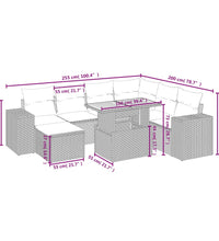 8-tlg. Garten-Sofagarnitur mit Kissen Grau Poly Rattan