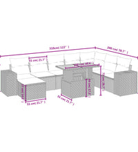 9-tlg. Garten-Sofagarnitur mit Kissen Schwarz Poly Rattan