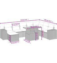 9-tlg. Garten-Sofagarnitur mit Kissen Grau Poly Rattan