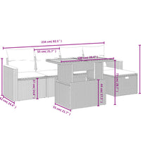 6-tlg. Garten-Sofagarnitur mit Kissen Grau Poly Rattan