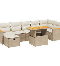 8-tlg. Garten-Sofagarnitur mit Kissen Beige Poly Rattan