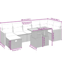 8-tlg. Garten-Sofagarnitur mit Kissen Grau Poly Rattan