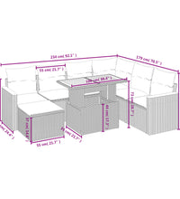 8-tlg. Garten-Sofagarnitur mit Kissen Grau Poly Rattan