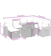 8-tlg. Garten-Sofagarnitur mit Kissen Grau Poly Rattan