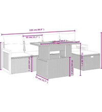 6-tlg. Garten-Sofagarnitur mit Kissen Grau Poly Rattan
