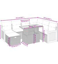 8-tlg. Garten-Sofagarnitur mit Kissen Schwarz Poly Rattan