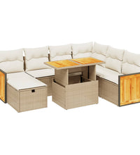 8-tlg. Garten-Sofagarnitur mit Kissen Beige Poly Rattan