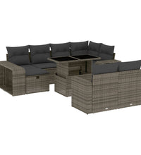 11-tlg. Garten-Sofagarnitur mit Kissen Grau Poly Rattan