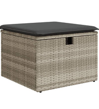 11-tlg. Garten-Sofagarnitur mit Kissen Hellgrau Poly Rattan