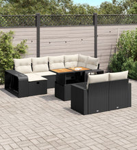 11-tlg. Garten-Sofagarnitur mit Kissen Schwarz Poly Rattan