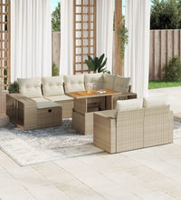 11-tlg. Garten-Sofagarnitur mit Kissen Beige Poly Rattan