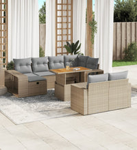 11-tlg. Garten-Sofagarnitur mit Kissen Beige Poly Rattan