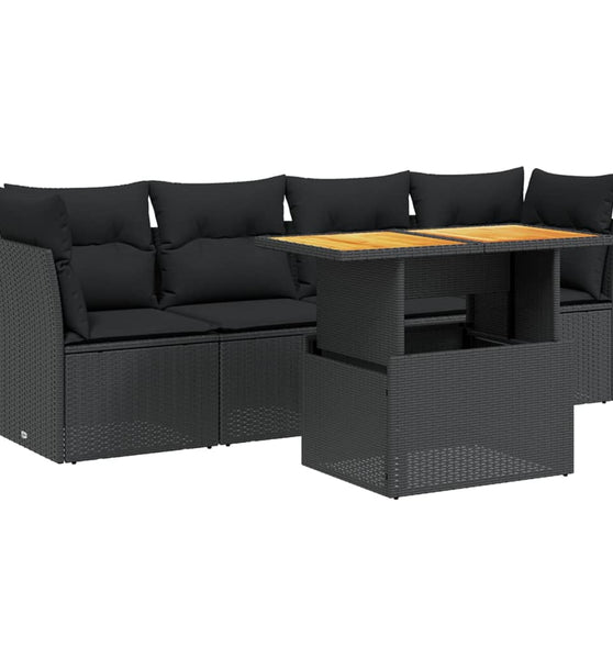 5-tlg. Garten-Sofagarnitur mit Kissen Schwarz Poly Rattan
