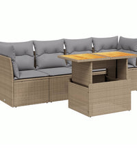 5-tlg. Garten-Sofagarnitur mit Kissen Beige Poly Rattan
