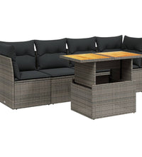 5-tlg. Garten-Sofagarnitur mit Kissen Grau Poly Rattan