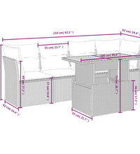 5-tlg. Garten-Sofagarnitur mit Kissen Grau Poly Rattan