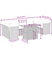 8-tlg. Garten-Sofagarnitur mit Kissen Beige Poly Rattan