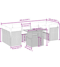 8-tlg. Garten-Sofagarnitur mit Kissen Beige Poly Rattan
