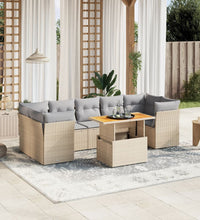 8-tlg. Garten-Sofagarnitur mit Kissen Beige Poly Rattan