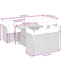8-tlg. Garten-Sofagarnitur mit Kissen Schwarz Poly Rattan