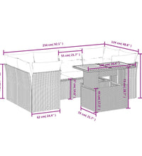 8-tlg. Garten-Sofagarnitur mit Kissen Schwarz Poly Rattan