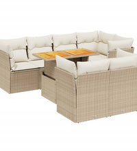 8-tlg. Garten-Sofagarnitur mit Kissen Beige Poly Rattan