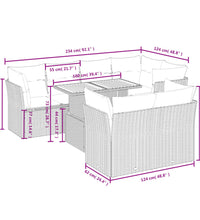 8-tlg. Garten-Sofagarnitur mit Kissen Grau Poly Rattan