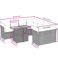 9-tlg. Garten-Sofagarnitur mit Kissen Schwarz Poly Rattan
